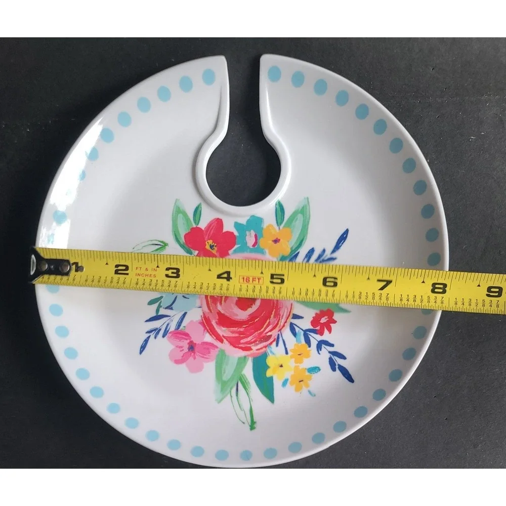 Pioneer Woman Melamine Mingling Board Appetizer & Wine Glass‎ Party Plates 8ct